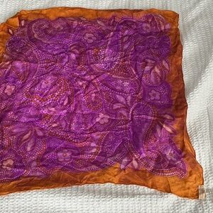 Vintage Lady Heritage scarf made in Japan Robinson& Golluber Orange Silk Scarf